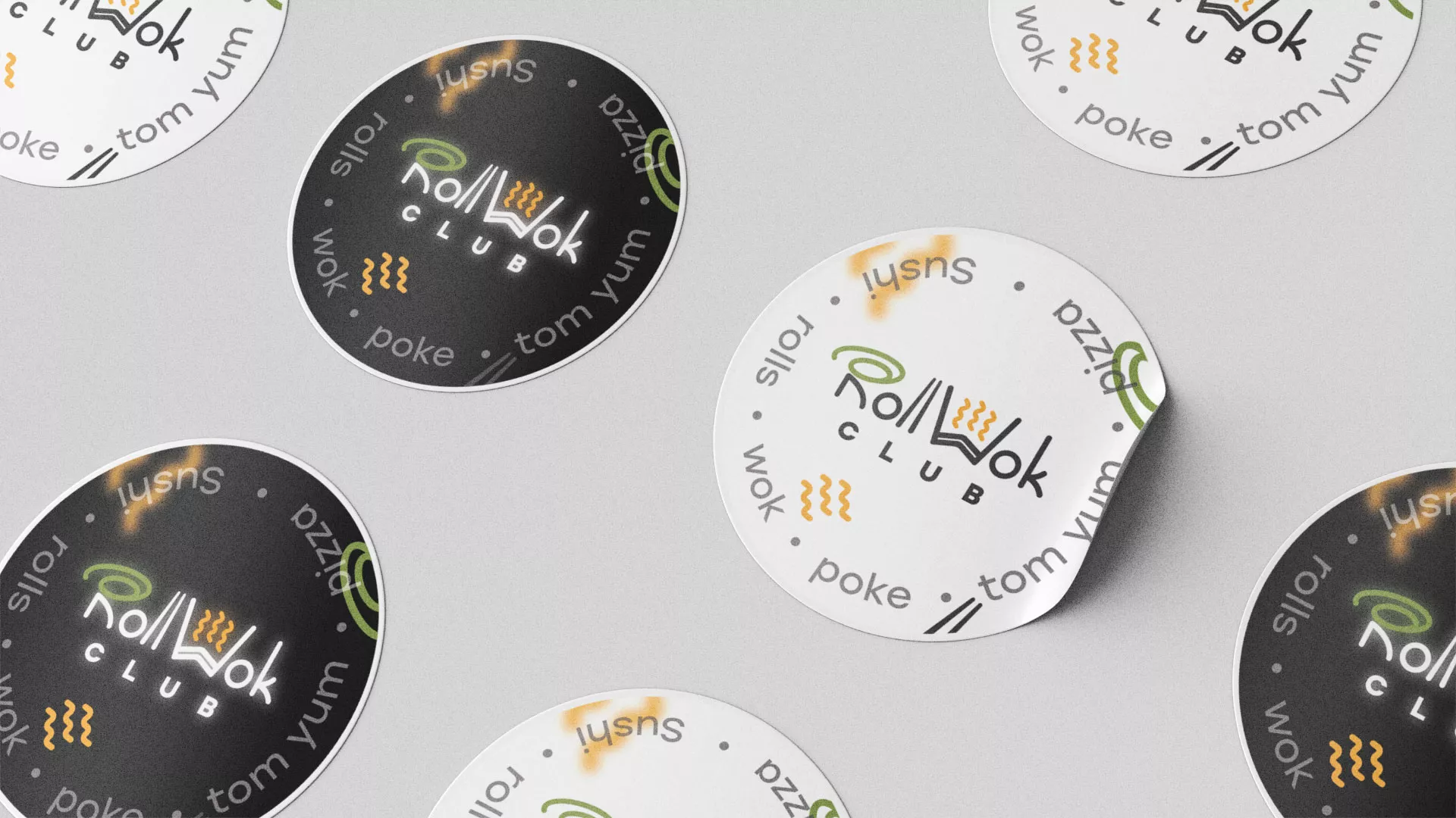 Разработка наклеек для суши-бара «Roll Wok Club» в Лаишево